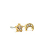 Ear Sense Kids Moon and Star Diamante Stud Earrings, Gold