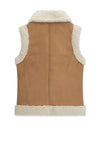 Guess Older Girl Suede Sherpa Sleeveless Vest, Tan