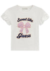 Guess Mini Girl Bow Short Sleeve Tee, White