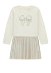 Guess Mini Girl Pleated Long Sleeve Sweater Dress, Off White