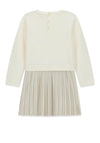 Guess Mini Girl Pleated Long Sleeve Sweater Dress, Off White