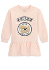 Guess Mini Girl Bear Long Sleeve Sweater Dress, Pink