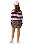 Guess Older Girl Stripe Cropped Long Sleeve Polo, Wine