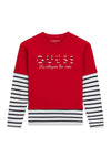 Guess Older Girl Boxy Long Sleeve Top, Red