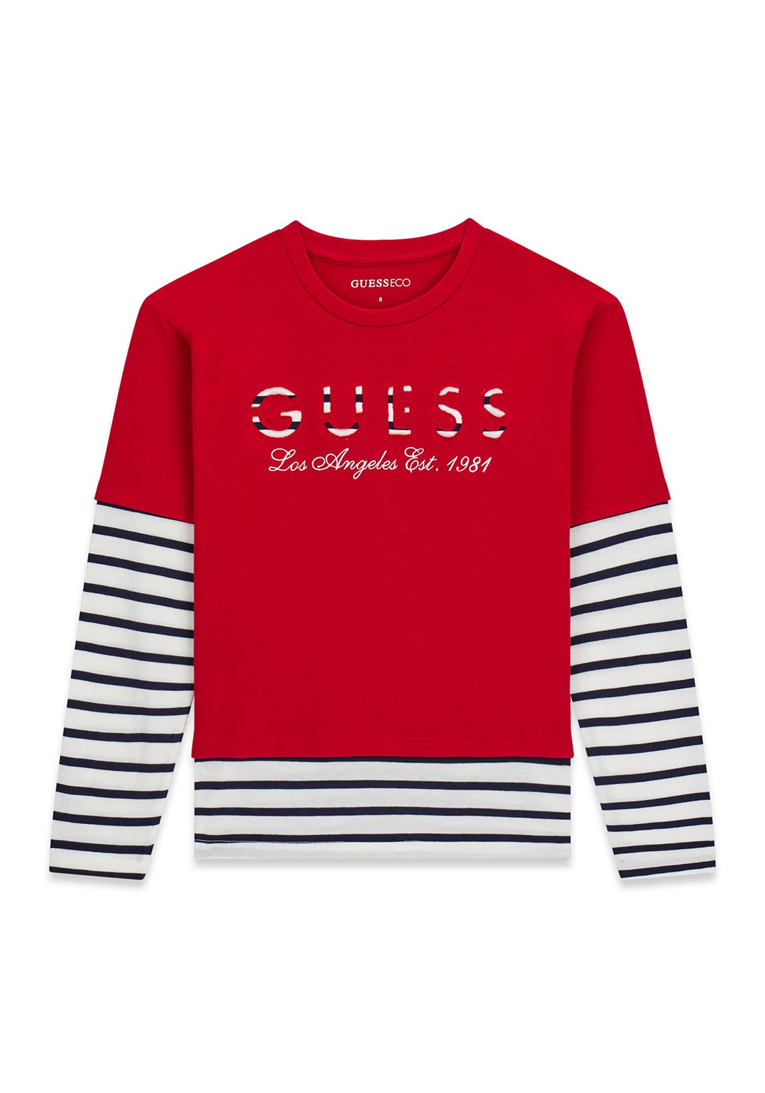 Guess Older Girl Boxy Long Sleeve Top, Red