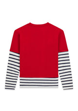 Guess Older Girl Boxy Long Sleeve Top, Red