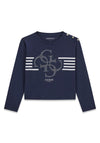 Guess Older Girl Logo Long Sleeve Top, Navy
