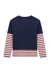 Guess Older Girl Boxy Long Sleeve Top, Navy
