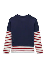 Guess Older Girl Boxy Long Sleeve Top, Navy