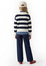 Guess Older Girl Stripe Long Sleeve Knit Jumper, Navy