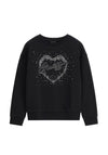 Guess Rhinestones Detail Heart Sweatshirt, Black