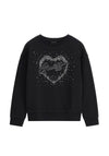 Guess Rhinestones Detail Heart Sweatshirt, Black