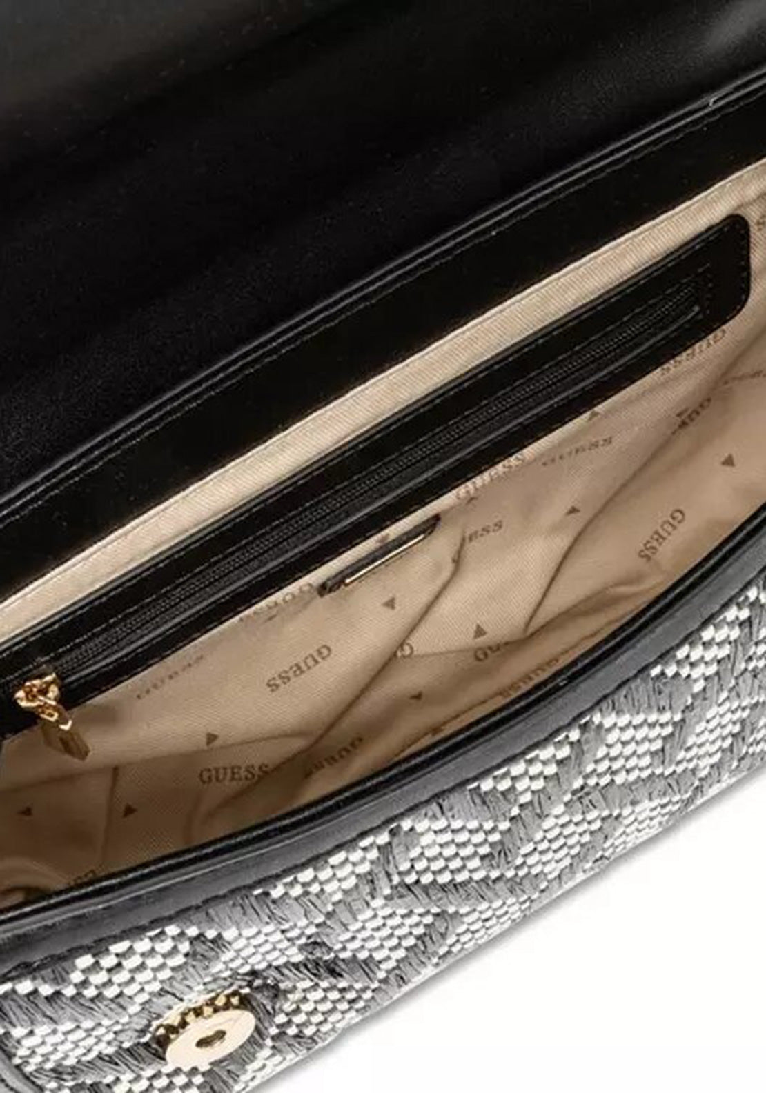 Guess Katey Woven Crossbody Bag, Black