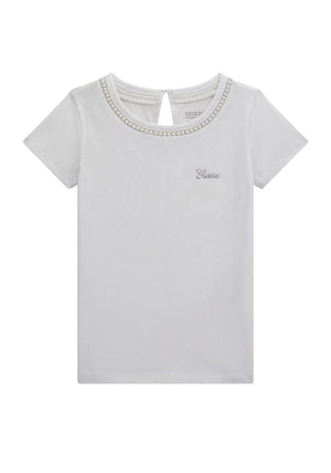 Guess Older Girl Pearl Short Sleeve Tee, White