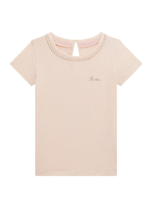 Guess Older Girl Pearl Short Sleeve Tee, Pink