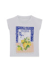 Guess Older Girl Lemon Oversized Short Sleeve Tee, Blue