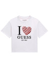 Guess Older Girl Short Sleeve Heart Tee, White