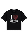 Guess Older Girl Short Sleeve Heart Tee, Black
