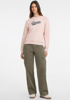Guess Womens Script Logo Sweatshirt, Pale Pink