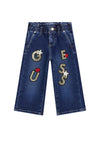 Guess Mini Girl Sequins Star Wide Leg Jean, Blue