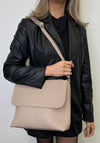 Zen Collection Pebbled Shoulder Bag, Beige