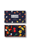 Happy Socks 3 Pair Food Socks Giftbox, Navy UK 7.5-11.5