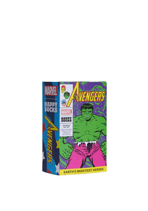 Happy Socks Avengers 3 Pack Socks, Green Multi