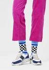 Happy Socks Checked Stripe Socks, Light Blue UK 7.5-11.5