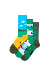 Happy Socks 3 Pack Golf Socks Gift Set, Green Multi
