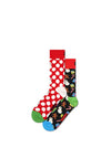 Happy Socks Big Dot Snowman 2 Pair Socks Gift Box, Red Multi