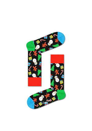 Happy Socks Big Dot Snowman 2 Pair Socks Gift Box, Red Multi