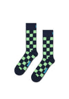 Happy Socks Wobbly Check Socks, Navy