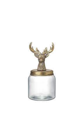 SMALL DEER TOP GLASS JAR