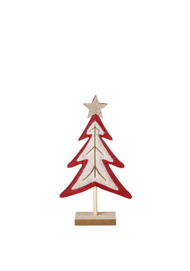 SML FELT RED WHITE TREE