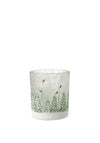 Heaven Sends Small Snowy Tree Scene Painted Glass Candle Holder