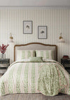 Helena Springfield Harvest Moon Oak Stripe Cotton Duvet Cover Set, Green & Pink
