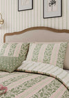 Helena Springfield Harvest Moon Oak Stripe Cotton Duvet Cover Set, Green & Pink