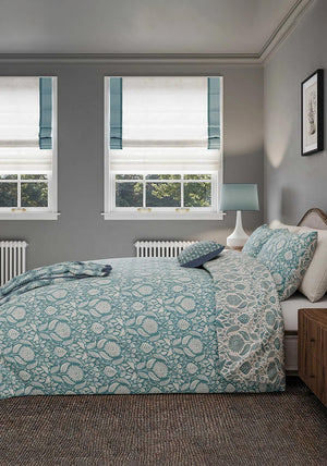 Helena Springfield Harvest Moon Sunflower Cotton Duvet Cover Set, Teal Blue