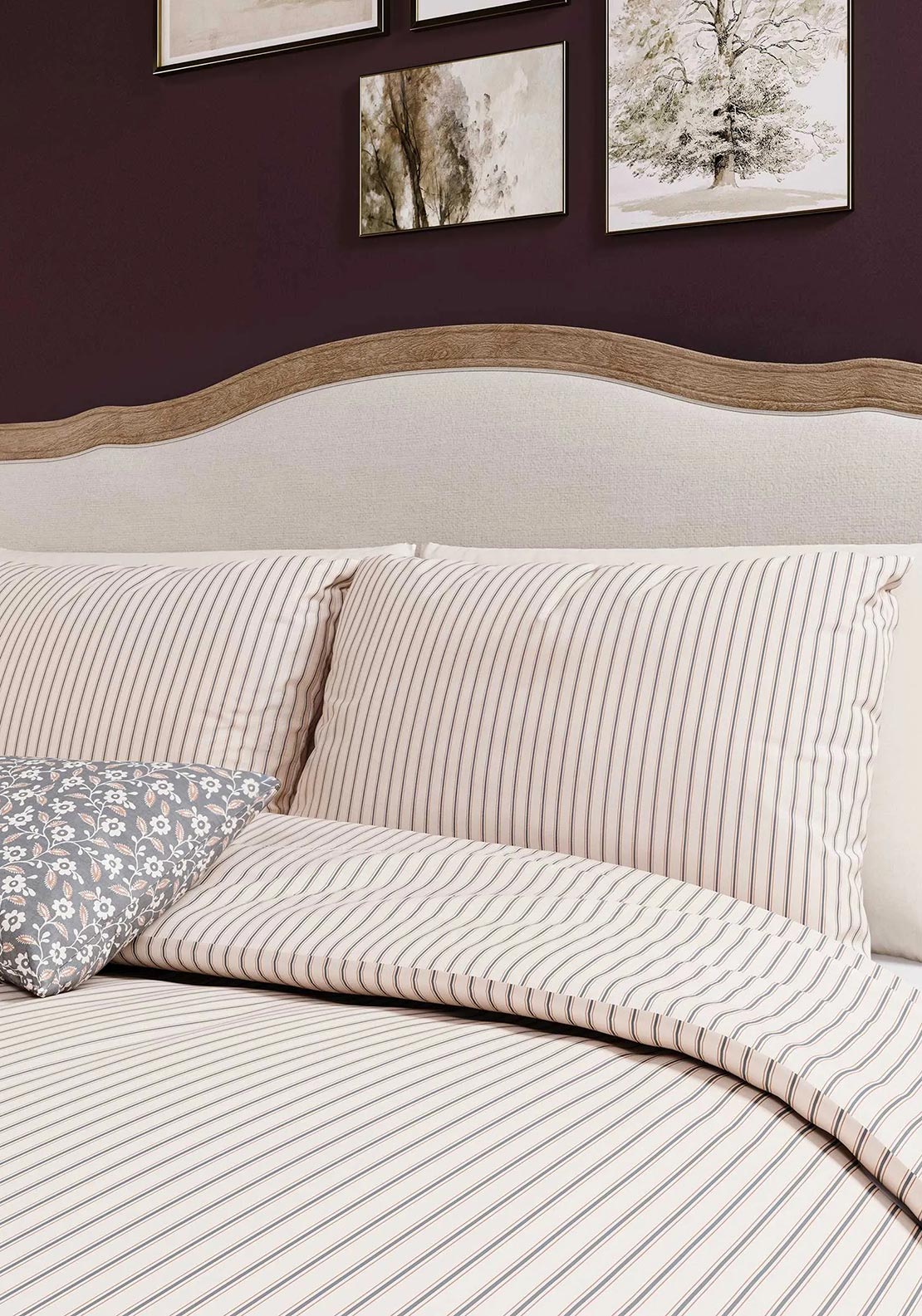 Helena Springfield Harvest Moon Ticking Stripe Cotton Duvet Cover Set, Orange