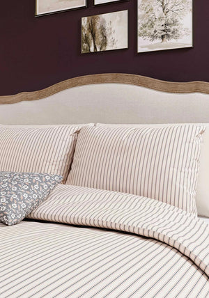 Helena Springfield Harvest Moon Ticking Stripe Cotton Duvet Cover Set, Orange