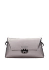 Hispanitas Bolsos Distressed Faux Patent Medium Clutch Bag, Silver