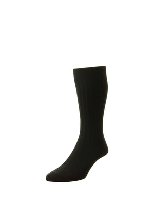 HJ Hall Cotton Rich Classic Rib Socks, Black