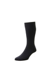 HJ Hall Cotton Rich Classic Rib Socks, Navy