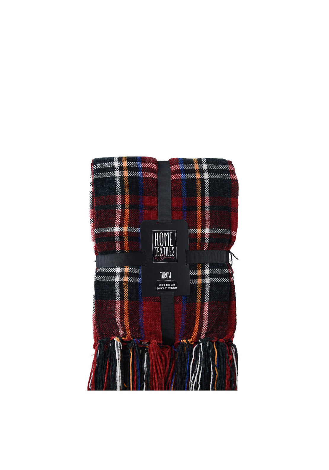 Kaemingk Home Textiles by Decoris Fringed Throw, Red Multi