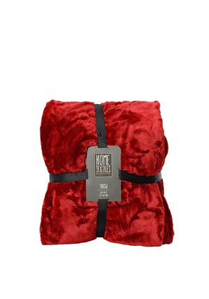 Kaemingk Home Textile by Decoris Flower Pressed Throw, Red
