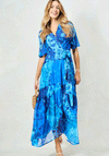 McElhinneys X Hope & Ivy Aine Floral Wrap Dress, Blue