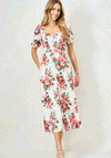 McElhinneys X Hope & Ivy Aisling Floral Sweetheart Midi Dress, White