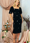 Hope and Ivy Bettina Velvet Embellished Midi Dress, Black