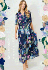 McElhinneys X Hope & Ivy Eilis Floral Wrap Dress, Navy