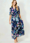 McElhinneys X Hope & Ivy Eilis Floral Wrap Dress, Navy